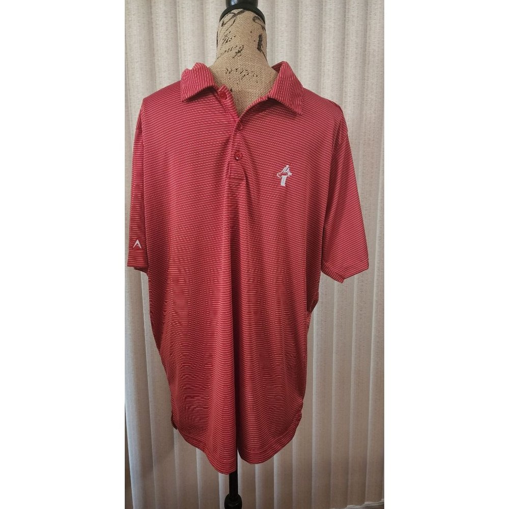 Antigua -Red/White Striped Men's Golf Polo EUC  - XL - Excellent Used Condition